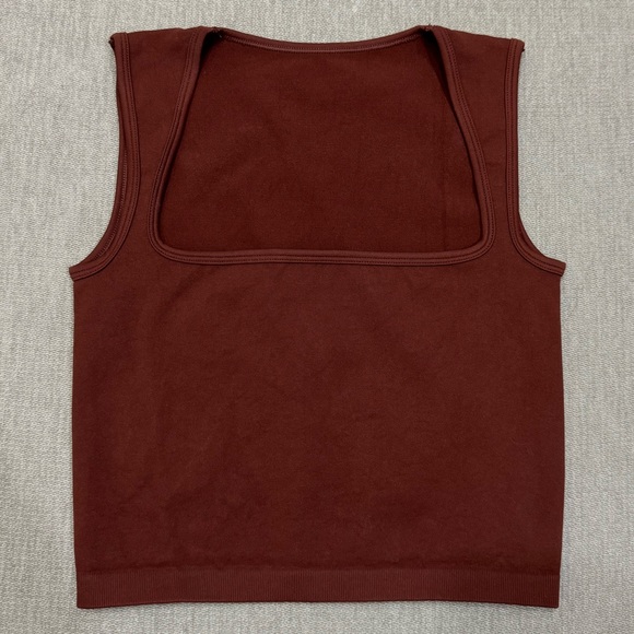 NEW Brown Square Neck Cropped Tank - Picture 4 of 6